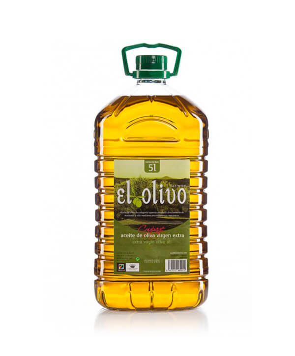 Aceite de oliva virgen extra. Caja de tres garrafas de 5 litros.